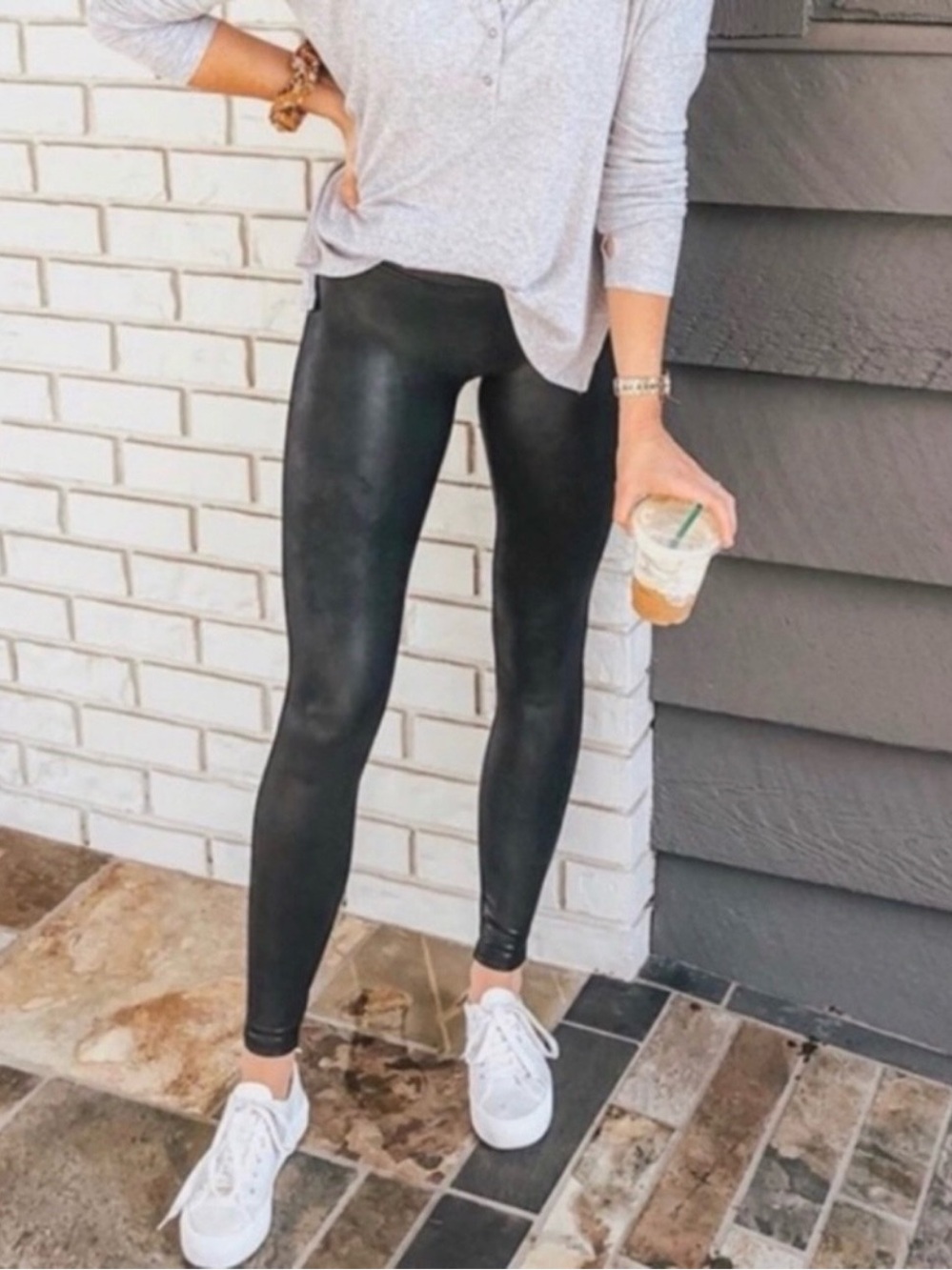 Spanx black faux leather leggings